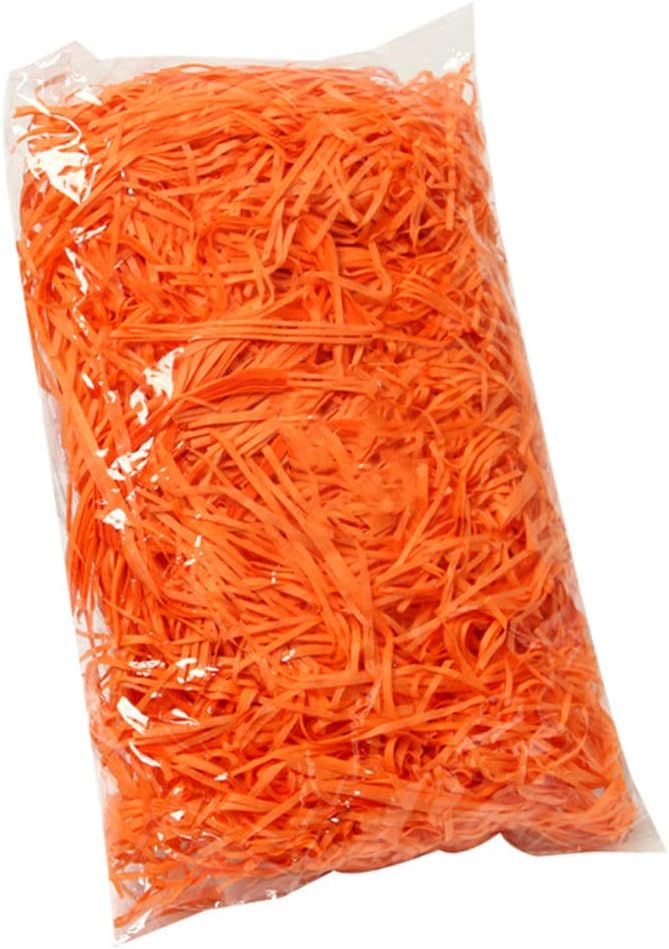 JINZOFLY Easter Grass, 100g Shredded Paper for Gift Box, Crinkle Cut Paper Shred Filler for Gift Wrapping & Basket Filling(Orange) - Image 1